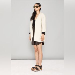 Beautiful Cocoon Cardigan Sweater Cream Black Contrast Stitching Berenik L $385